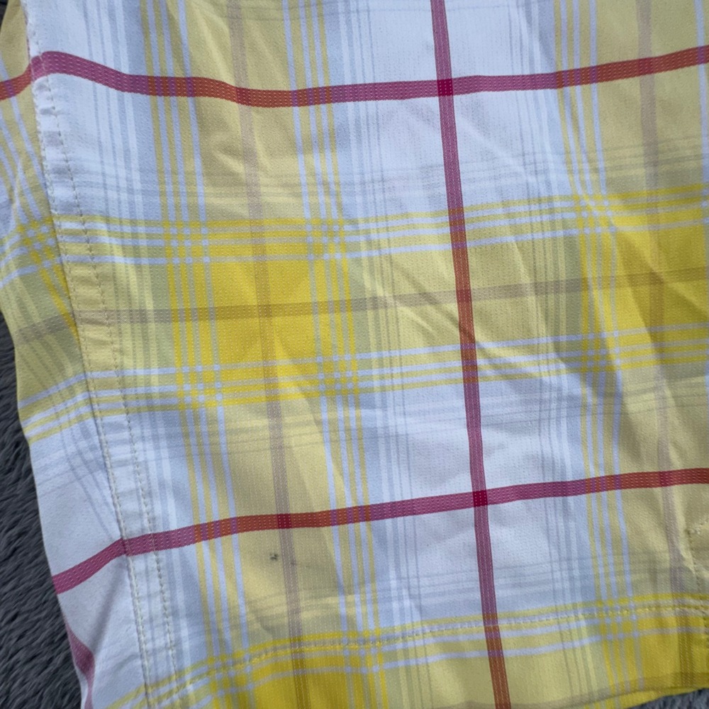 Nike Golf Tour Performance Plaid Shorts Women Size 4 Yellow Pink White Dri-Fit - Picture 10 of 13